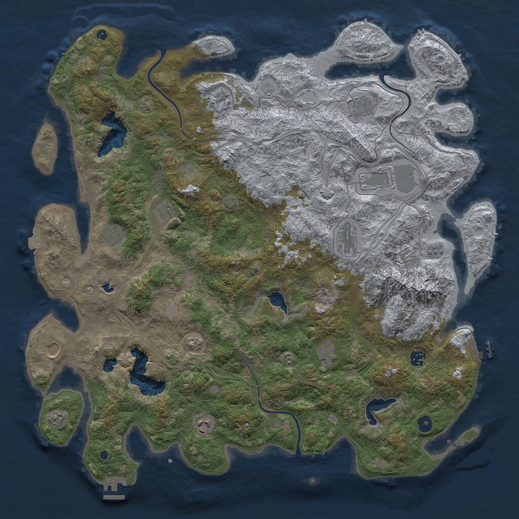 Rust Map: Procedural Map, Size: 5000, Seed: 704333551, 17 Monuments