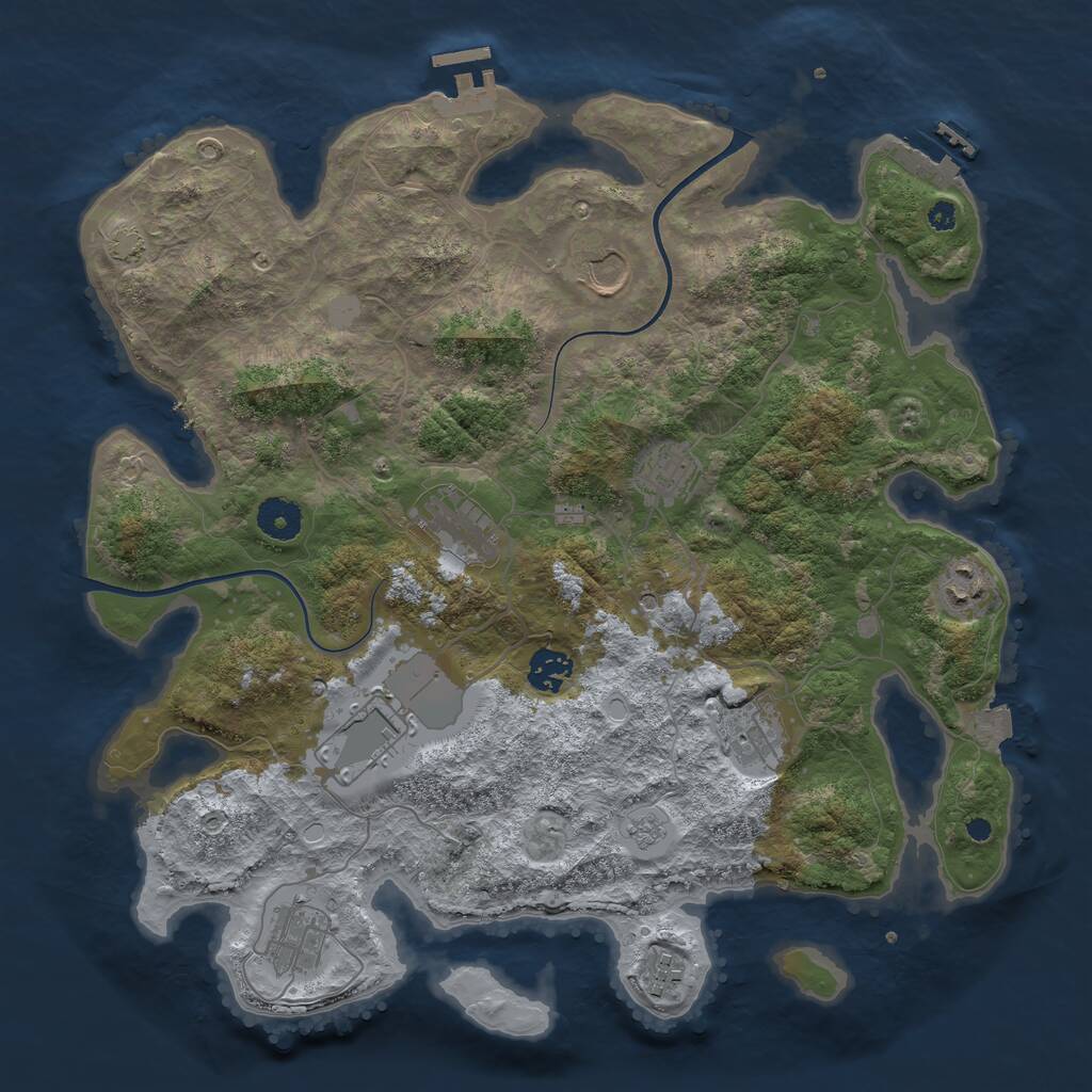 Rust Map: Procedural Map, Size: 3750, Seed: 1993059483, 15 Monuments