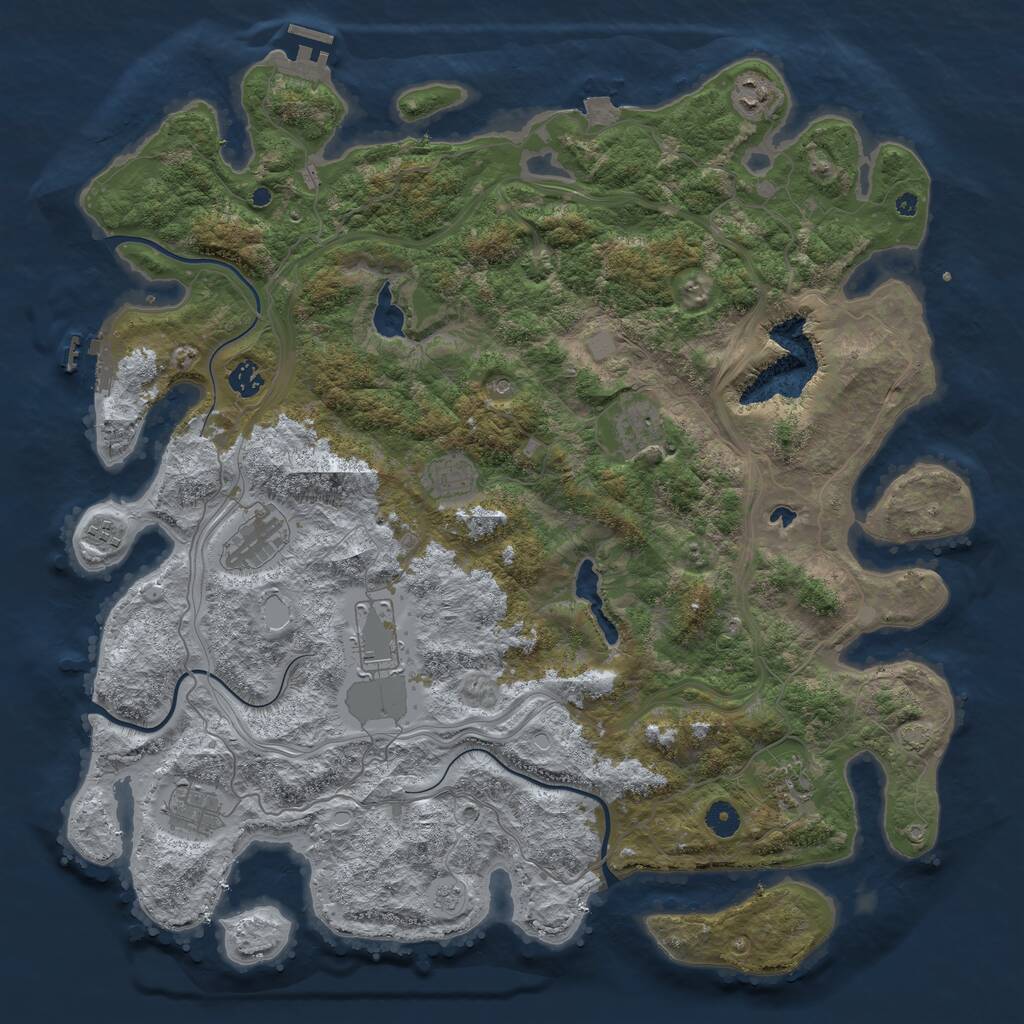 Rust Map: Procedural Map, Size: 4500, Seed: 2116483401, 15 Monuments