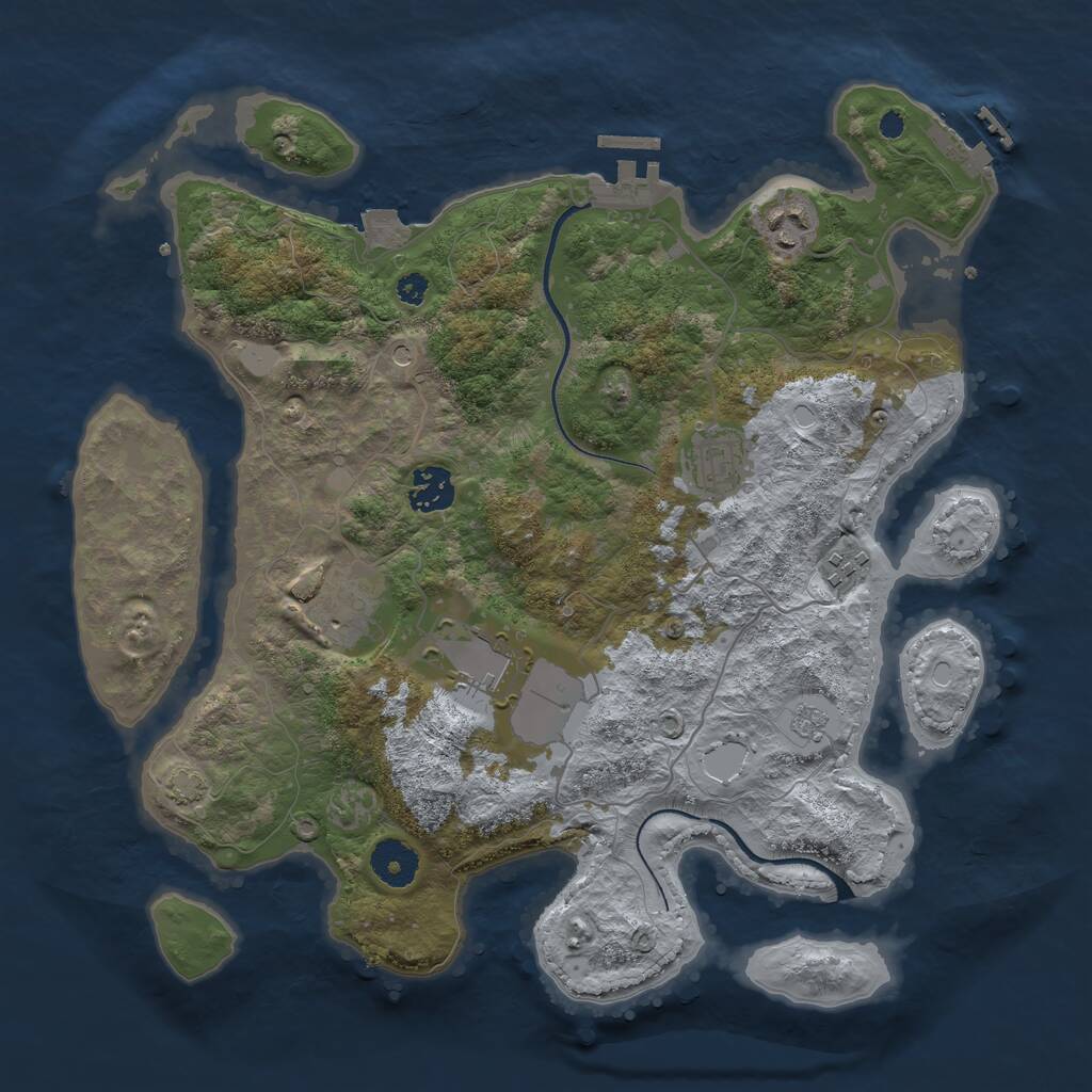 Rust Map: Procedural Map, Size: 3500, Seed: 516071525, 12 Monuments