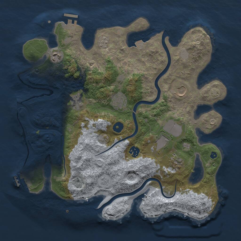 Rust Map: Procedural Map, Size: 3500, Seed: 1452204191, 14 Monuments