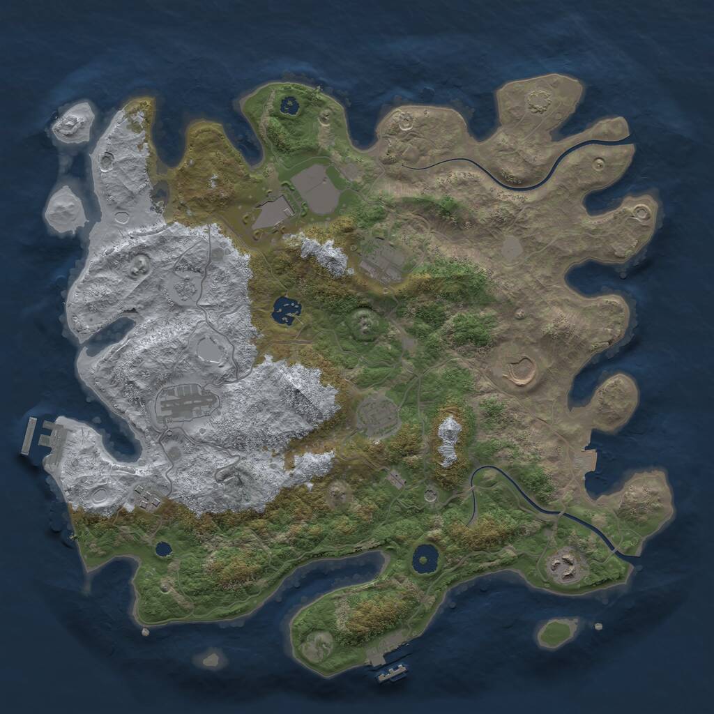 Rust Map: Procedural Map, Size: 3800, Seed: 15643565, 14 Monuments