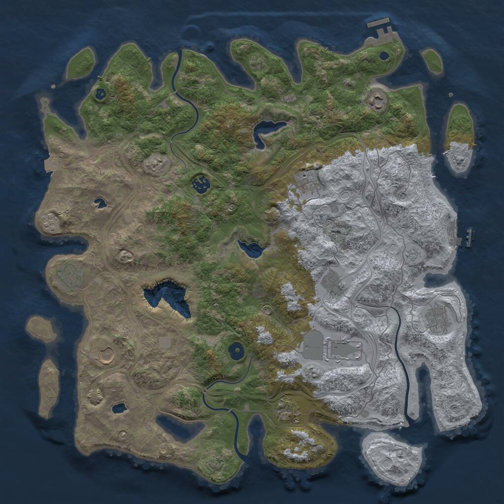 Rust Map: Procedural Map, Size: 4500, Seed: 1065549601, 16 Monuments