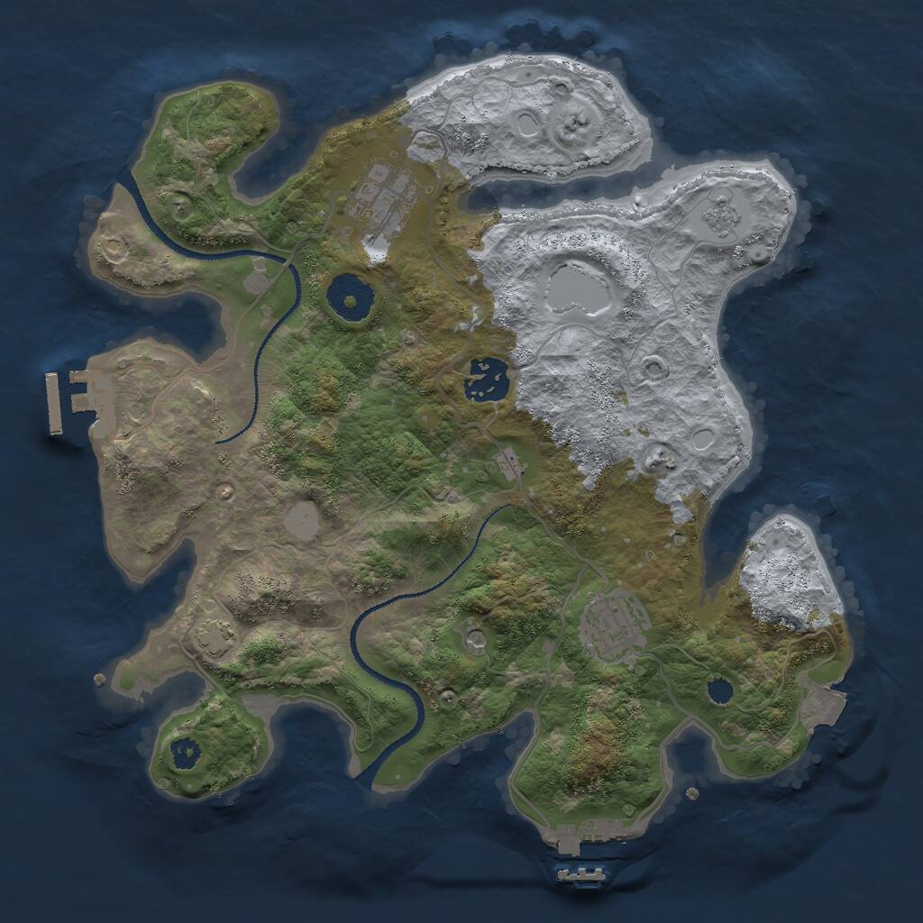 Rust Map: Procedural Map, Size: 3000, Seed: 119708877, 9 Monuments