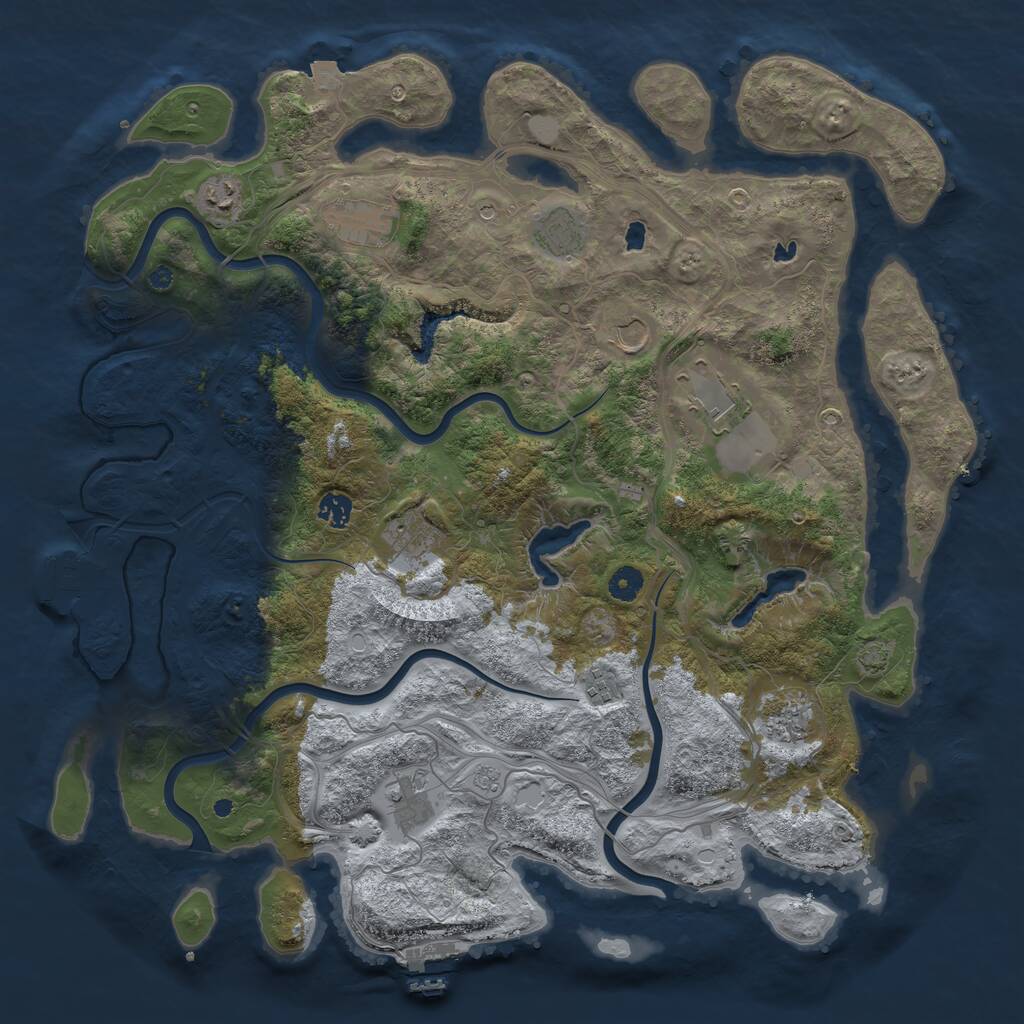 Rust Map: Procedural Map, Size: 4500, Seed: 1991930461, 16 Monuments