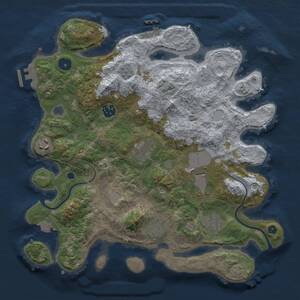 Thumbnail Rust Map: Procedural Map, Size: 3500, Seed: 645169468, 13 Monuments