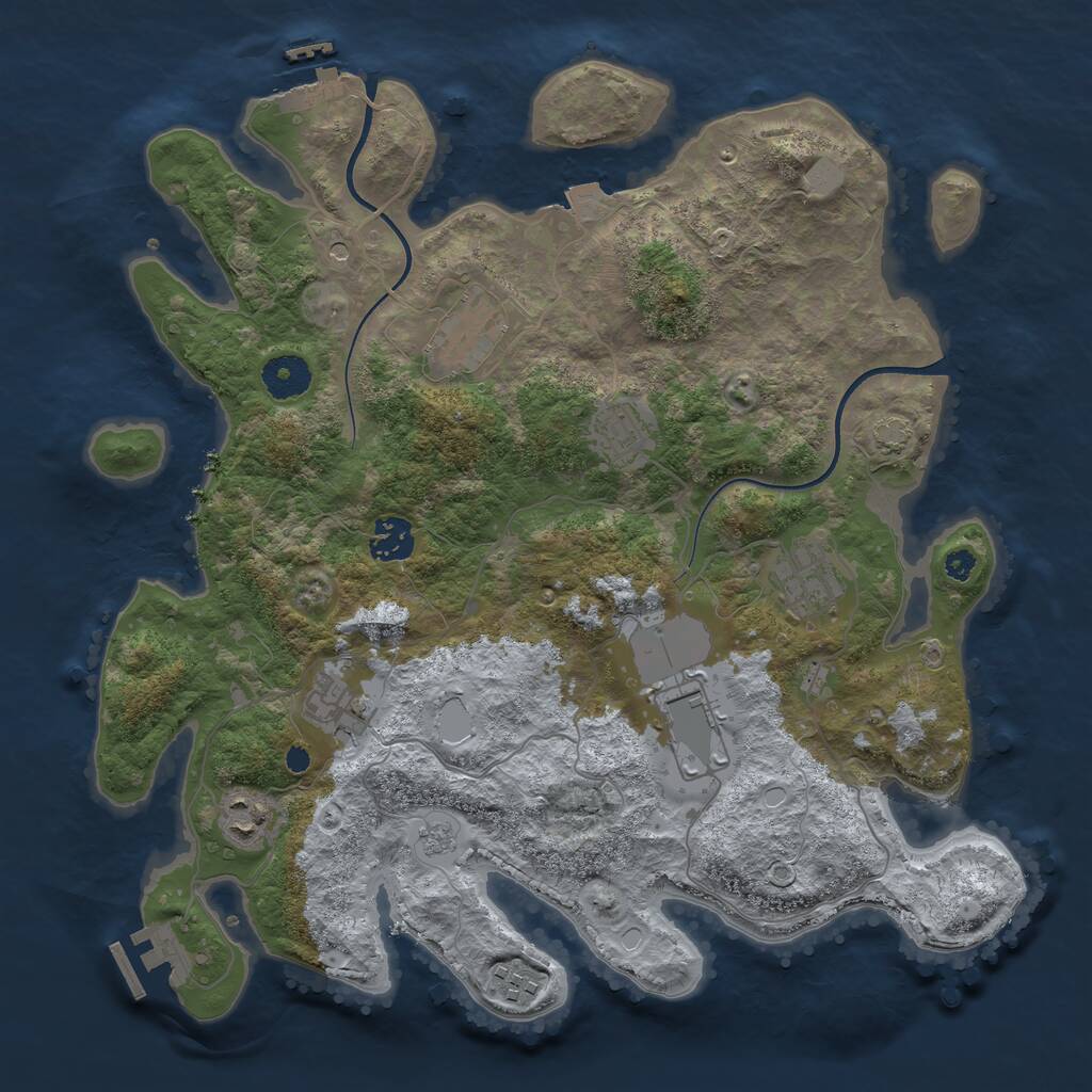 Rust Map: Procedural Map, Size: 3600, Seed: 1154474387, 14 Monuments