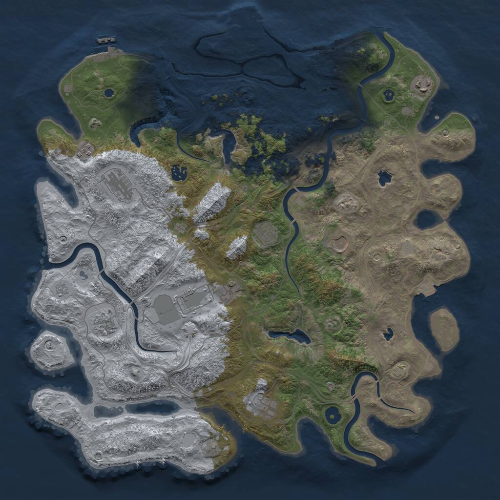 Rust Map: Procedural Map, Size: 4500, Seed: 1010835351, 16 Monuments