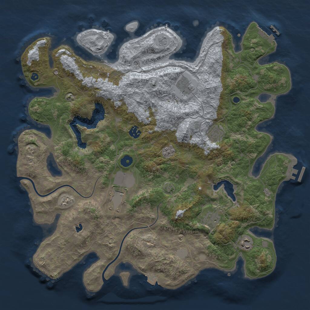 Rust Map: Procedural Map, Size: 4000, Seed: 37620445, 13 Monuments