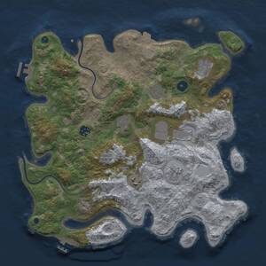 Thumbnail Rust Map: Procedural Map, Size: 3750, Seed: 1768434791, 14 Monuments