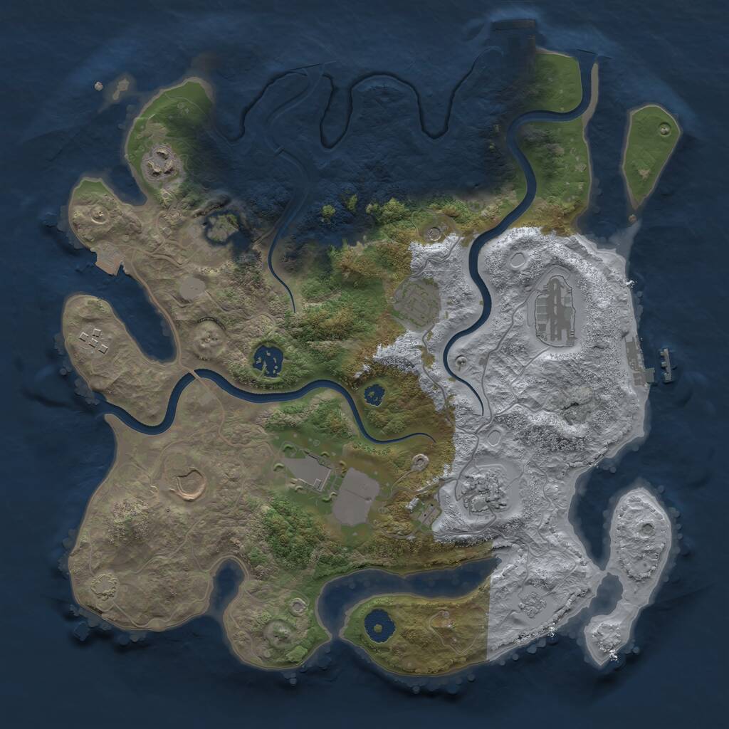 Rust Map: Procedural Map, Size: 3550, Seed: 1240315276, 15 Monuments