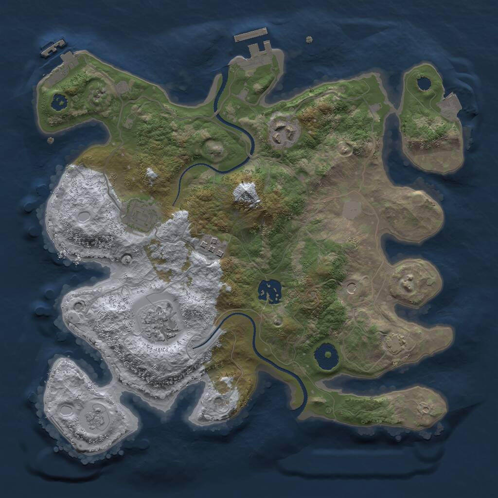 Rust Map: Procedural Map, Size: 3000, Seed: 5664, 11 Monuments