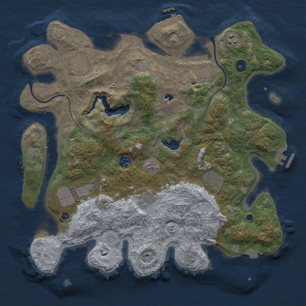 Rust Map: Procedural Map, Size: 4000, Seed: 1287805216, 14 Monuments