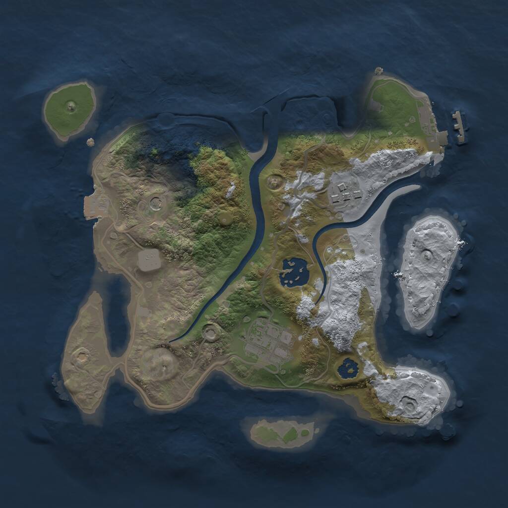 Rust Map: Procedural Map, Size: 2500, Seed: 1350369420, 6 Monuments