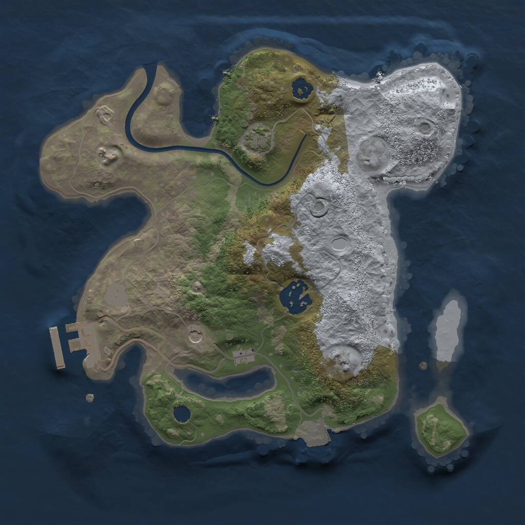Rust Map: Procedural Map, Size: 2500, Seed: 1268819456, 5 Monuments