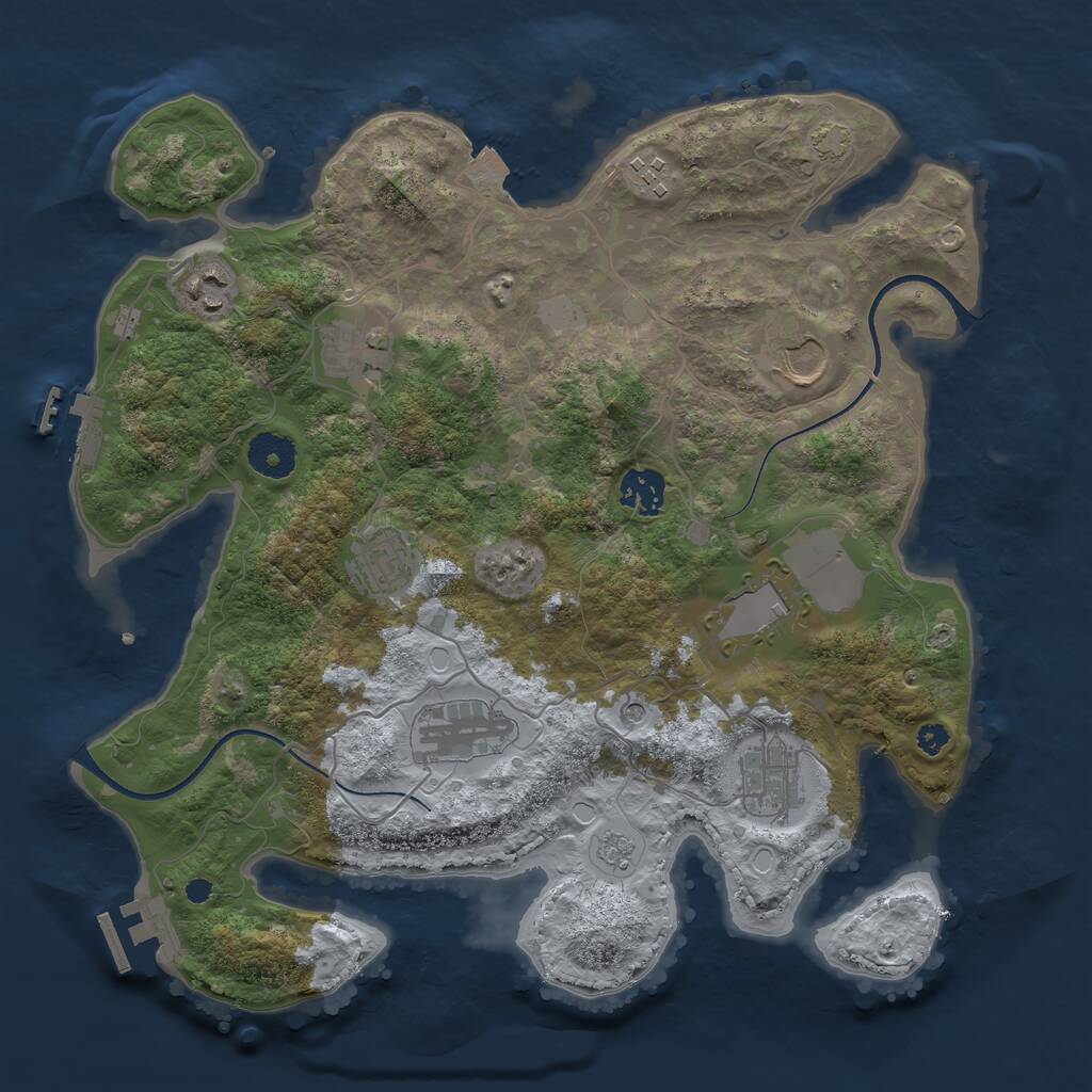 Rust Map: Procedural Map, Size: 3500, Seed: 265327915, 15 Monuments