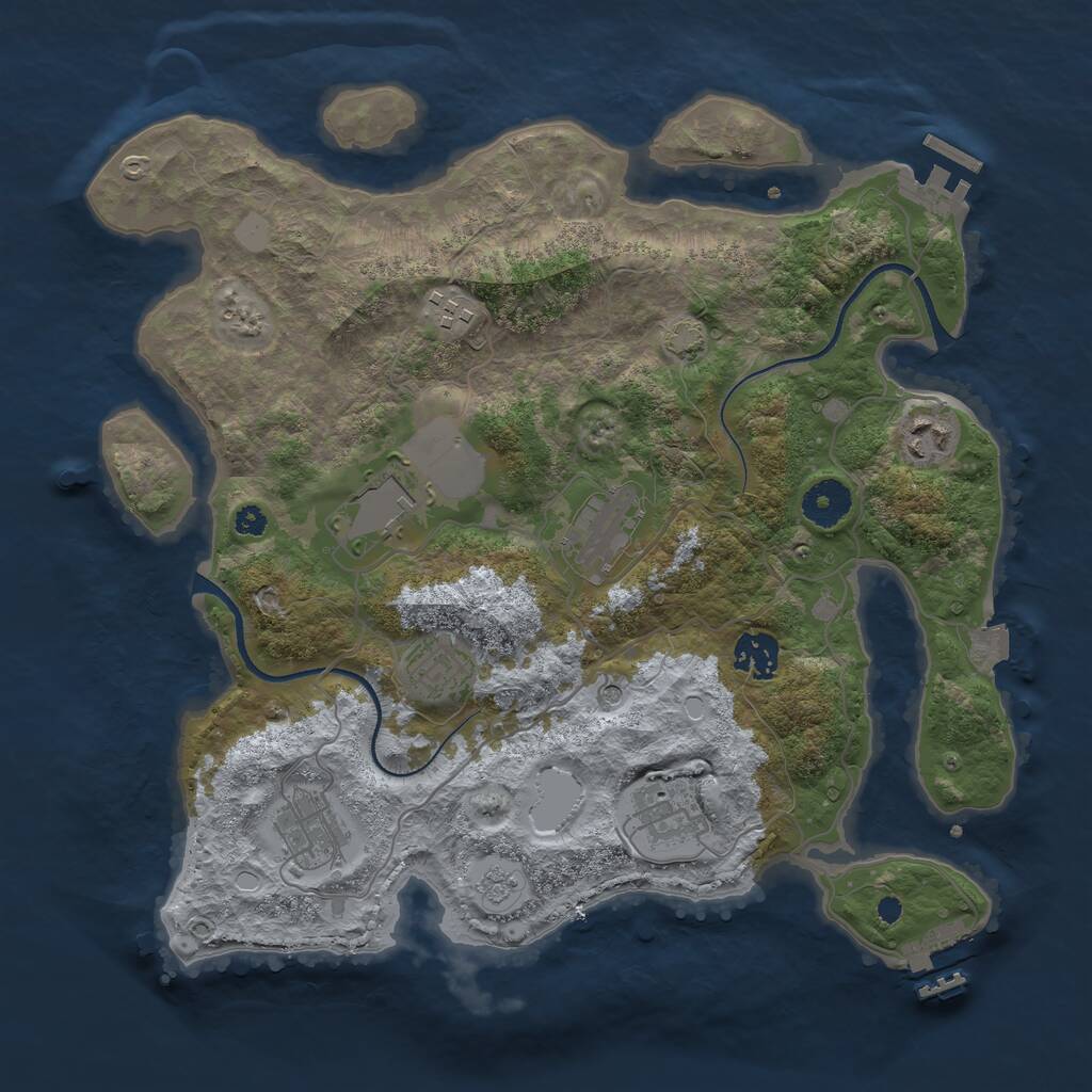 Rust Map: Procedural Map, Size: 3500, Seed: 1845530627, 14 Monuments