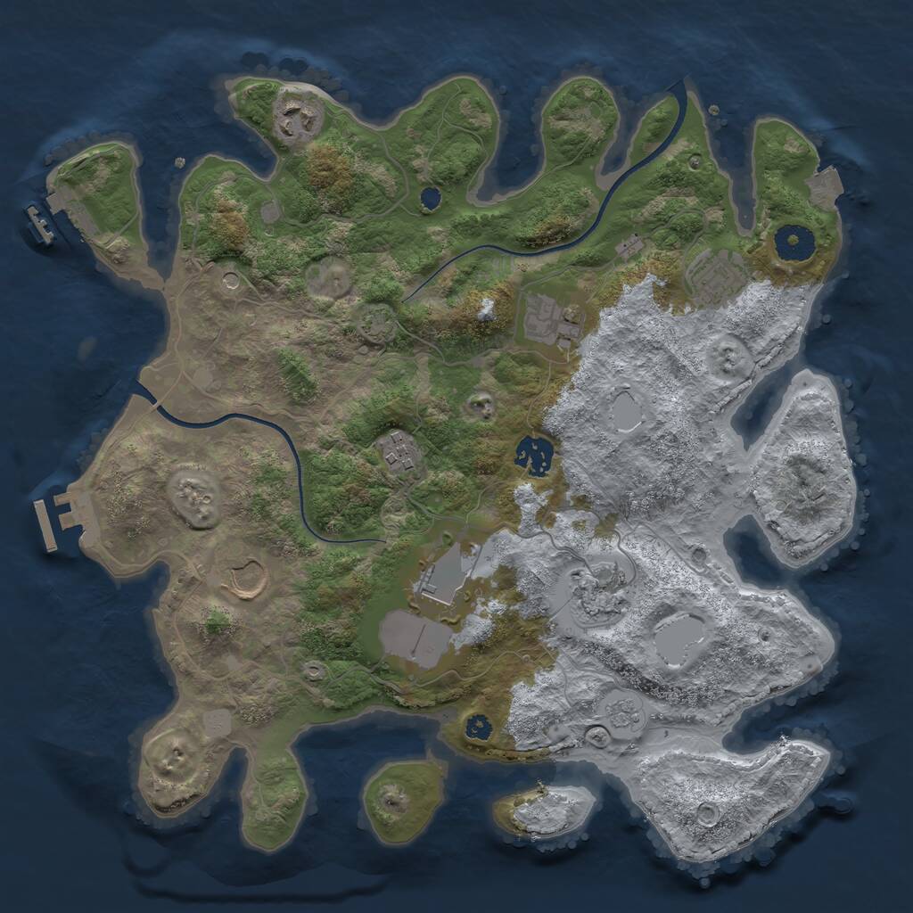 Rust Map: Procedural Map, Size: 3500, Seed: 1677202809, 14 Monuments