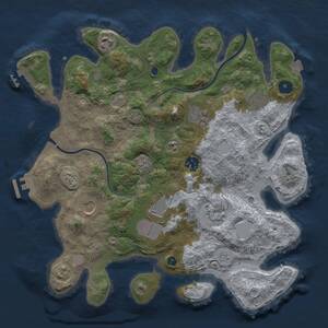 Thumbnail Rust Map: Procedural Map, Size: 3500, Seed: 1677202809, 14 Monuments