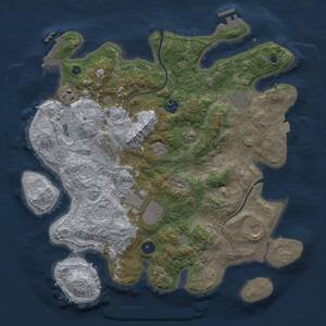 Thumbnail Rust Map: Procedural Map, Size: 3750, Seed: 643748647, 13 Monuments