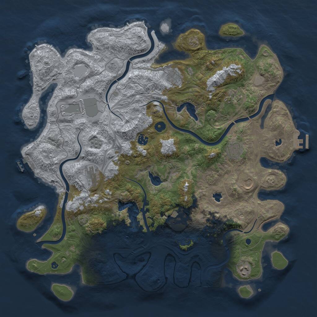 Rust Map: Procedural Map, Size: 4500, Seed: 336836745, 16 Monuments