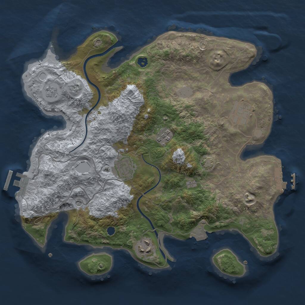 Rust Map: Procedural Map, Size: 3000, Seed: 449141070, 10 Monuments