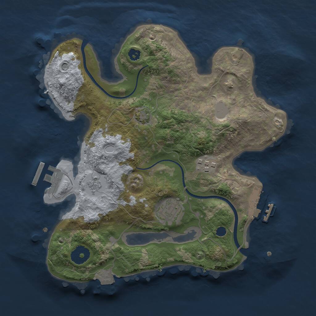 Rust Map: Procedural Map, Size: 2600, Seed: 2058247570, 7 Monuments