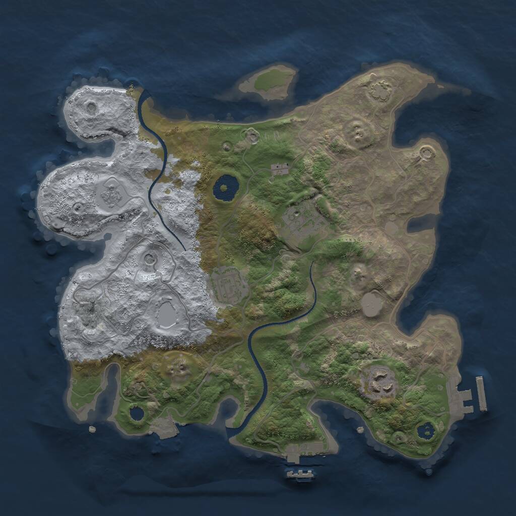 Rust Map: Procedural Map, Size: 3000, Seed: 8614, 9 Monuments