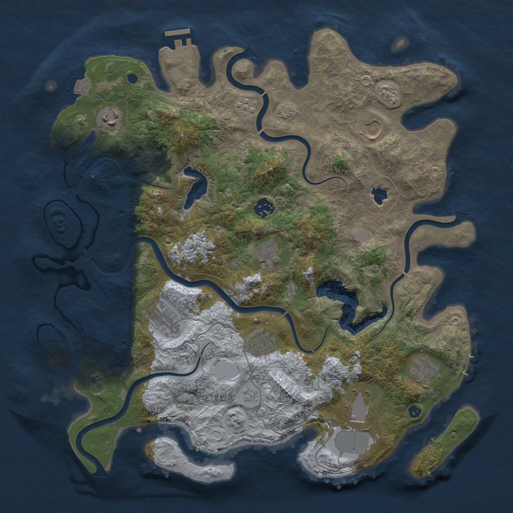 Rust Map: Procedural Map, Size: 4100, Seed: 47040455, 14 Monuments
