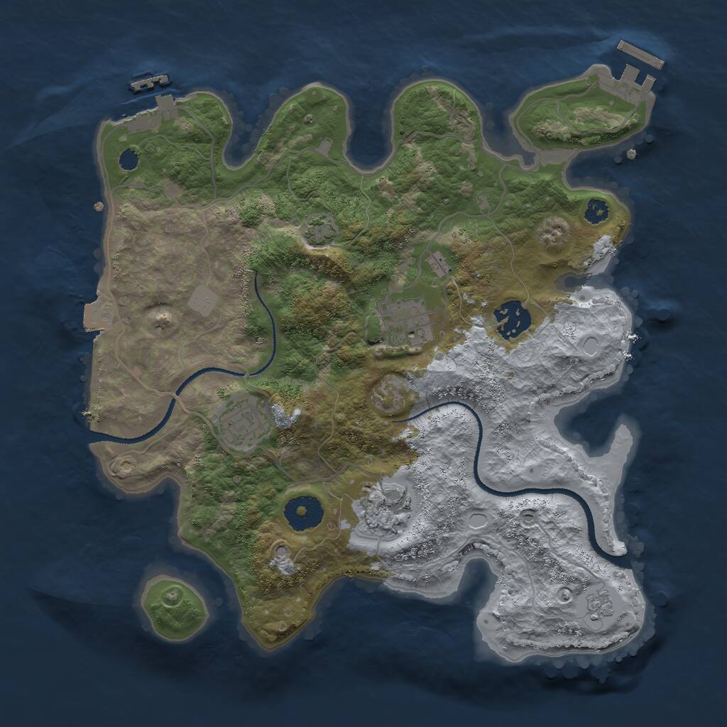 Rust Map: Procedural Map, Size: 3000, Seed: 9239, 9 Monuments