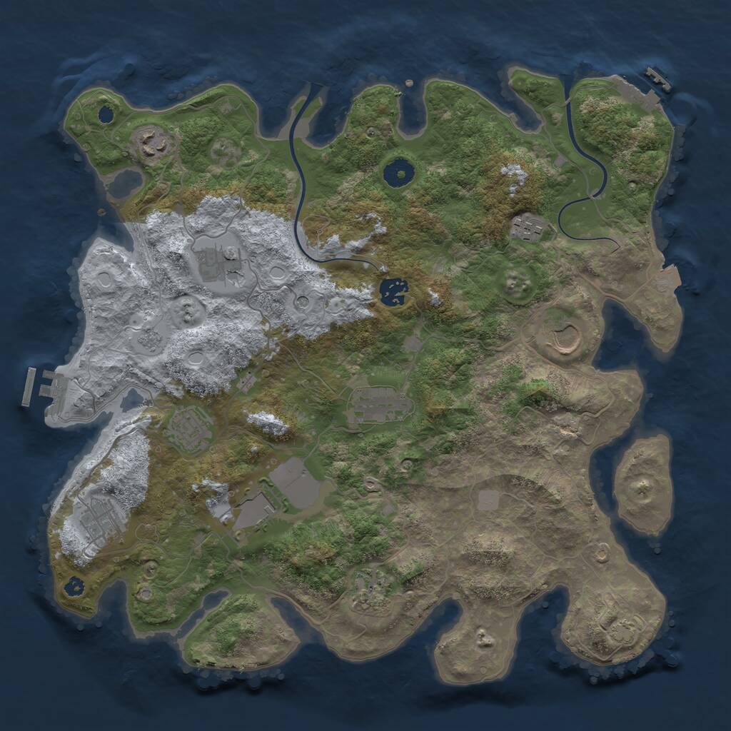 Rust Map: Procedural Map, Size: 3750, Seed: 1995226572, 16 Monuments