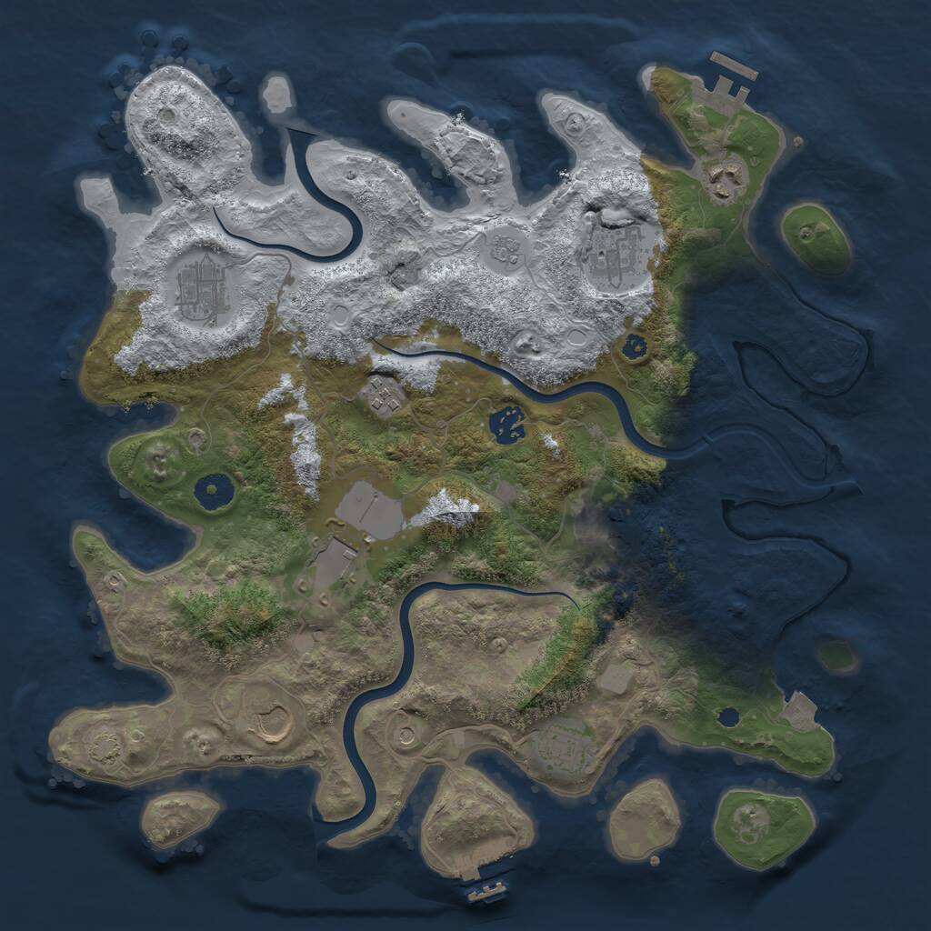 Rust Map: Procedural Map, Size: 3750, Seed: 443573255, 15 Monuments
