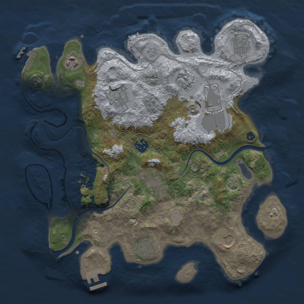 Rust Map: Procedural Map, Size: 3500, Seed: 379181076, 16 Monuments