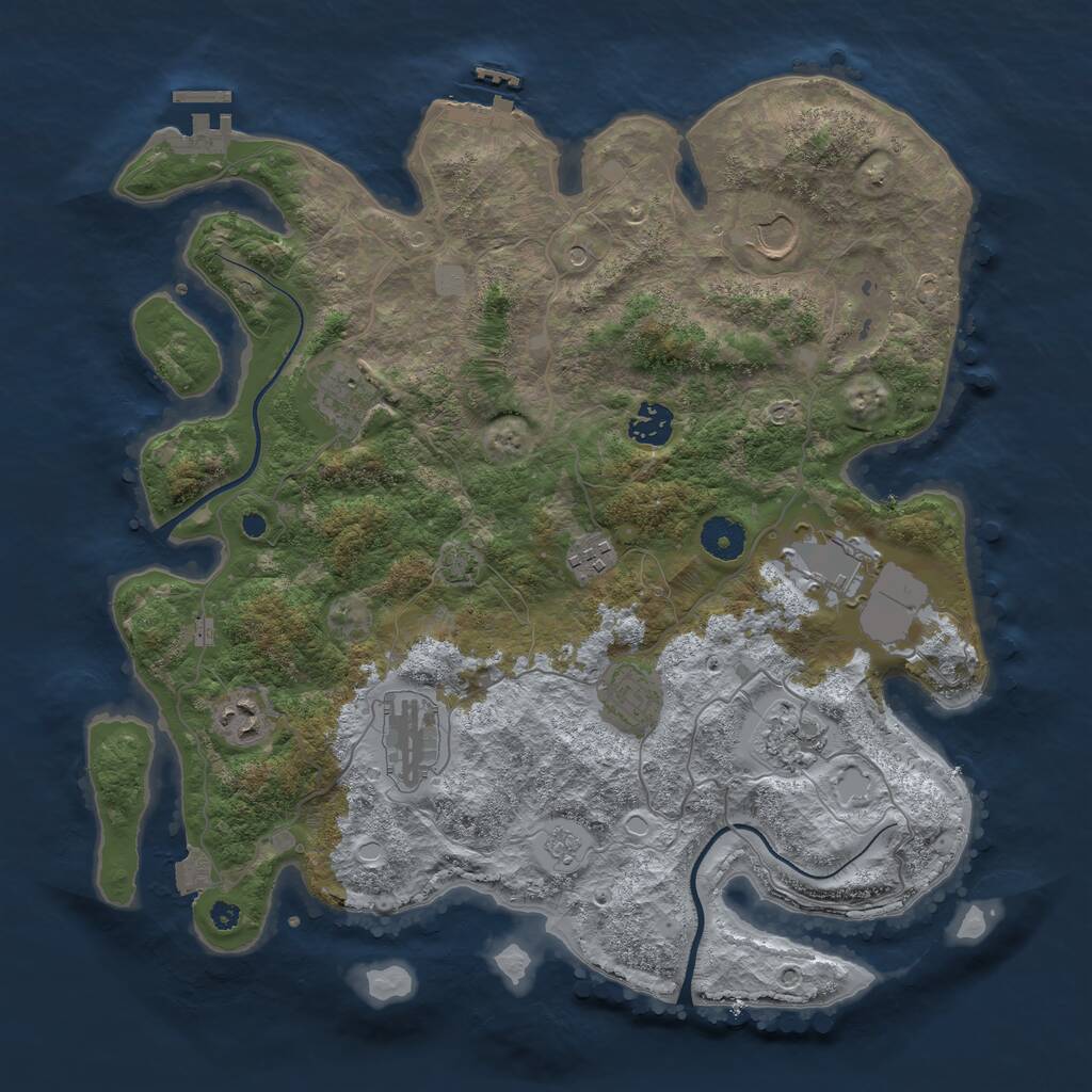 Rust Map: Procedural Map, Size: 3750, Seed: 33411023, 15 Monuments