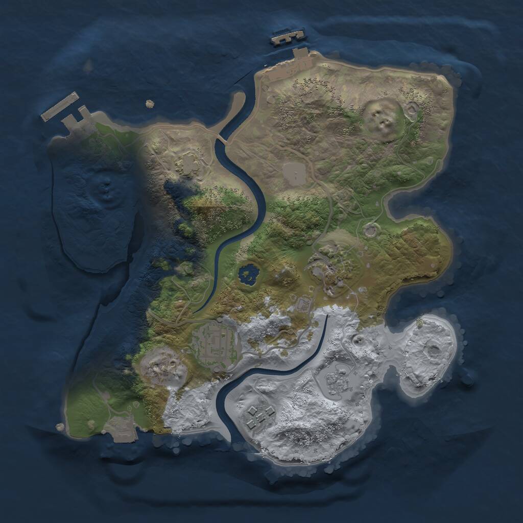 Rust Map: Procedural Map, Size: 2500, Seed: 692669227, 8 Monuments