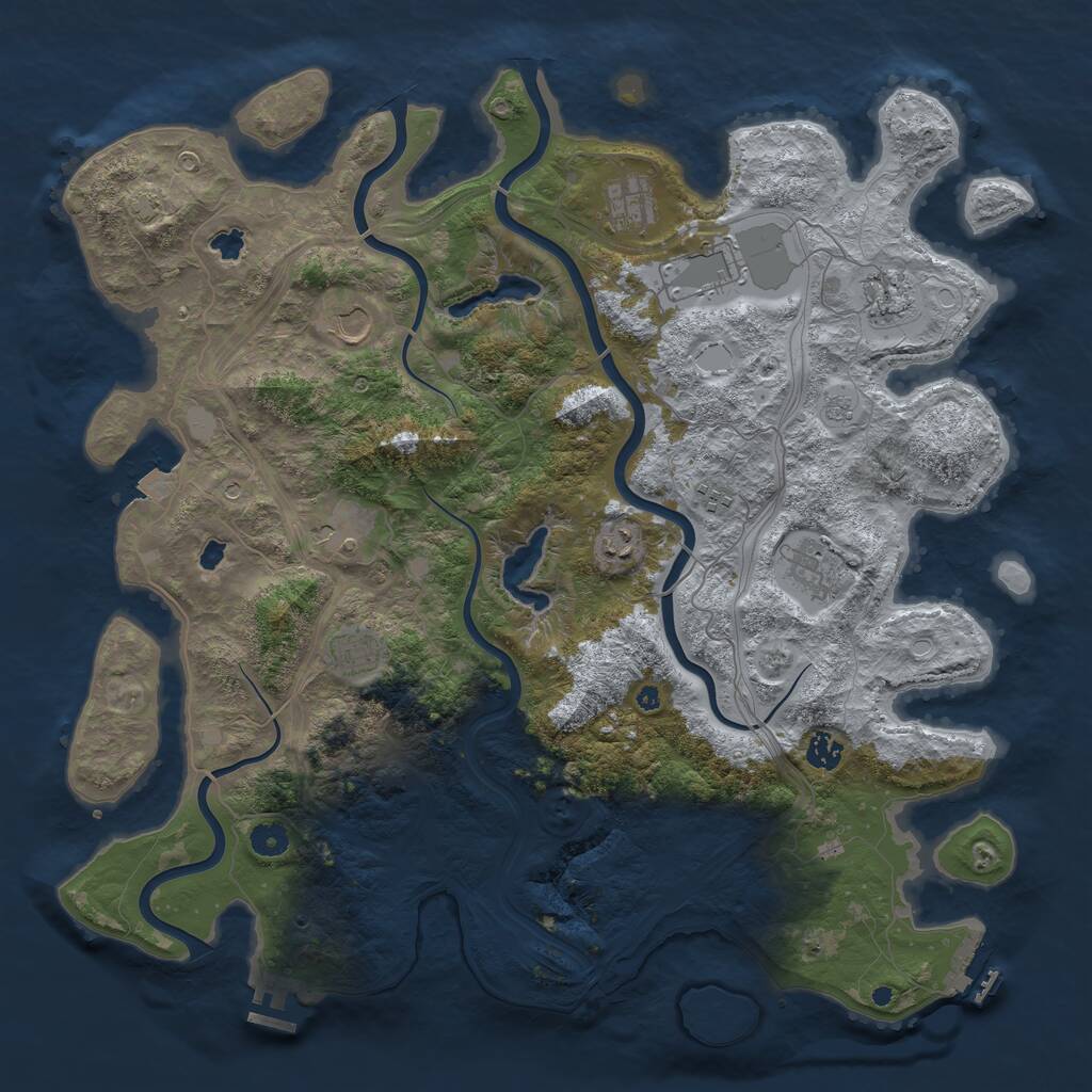Rust Map: Procedural Map, Size: 4500, Seed: 24511, 16 Monuments