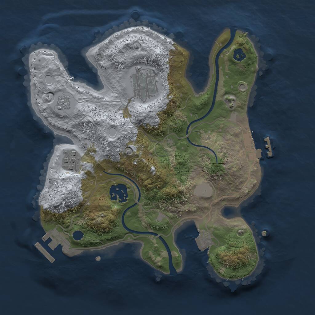 Rust Map: Procedural Map, Size: 2500, Seed: 98675, 7 Monuments