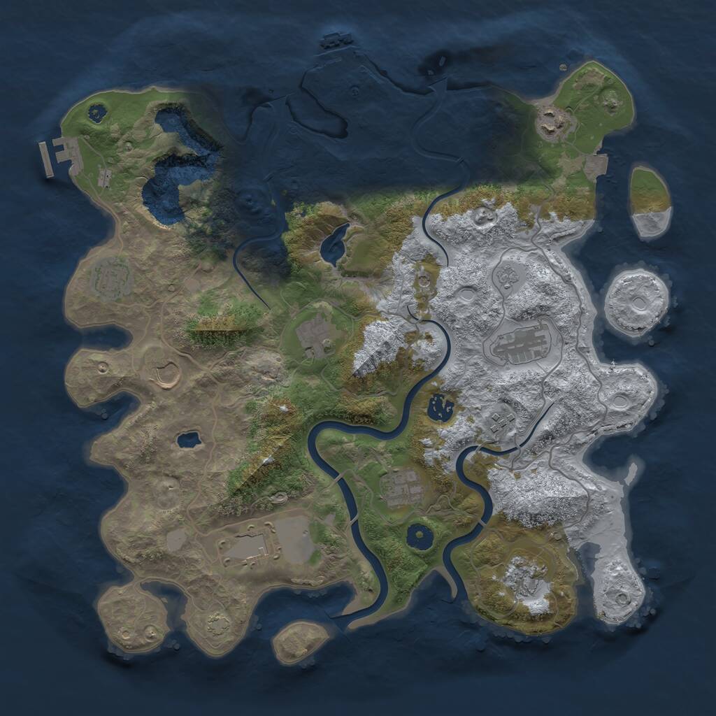 Rust Map: Procedural Map, Size: 4000, Seed: 1275825464, 16 Monuments