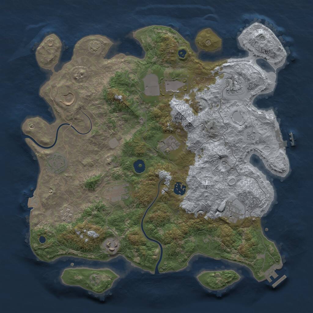 Rust Map: Procedural Map, Size: 3750, Seed: 1859037534, 16 Monuments