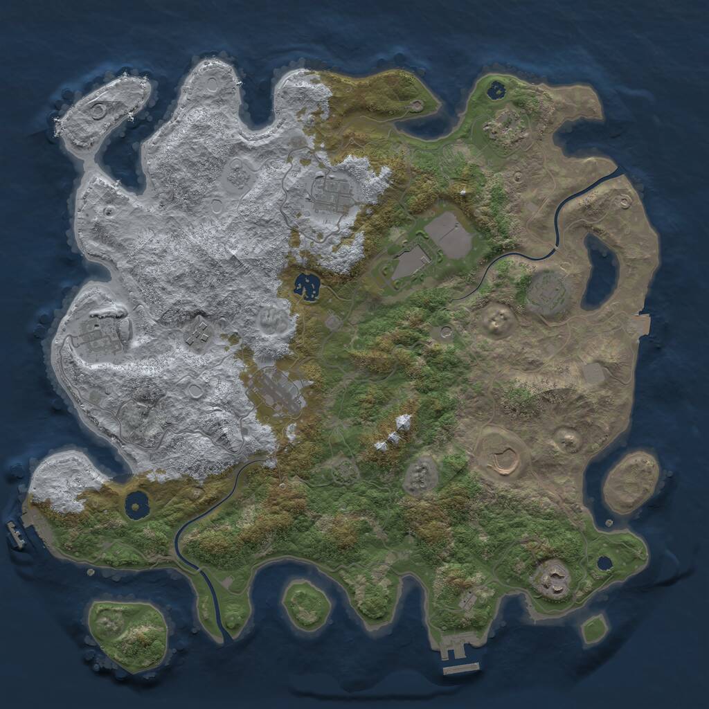 Rust Map: Procedural Map, Size: 3950, Seed: 121322486, 16 Monuments