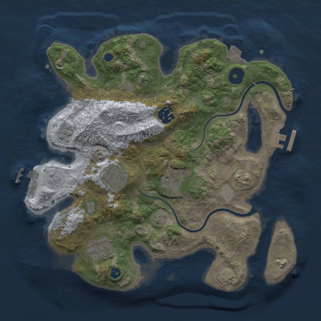 Rust Map: Procedural Map, Size: 3000, Seed: 154824530, 10 Monuments
