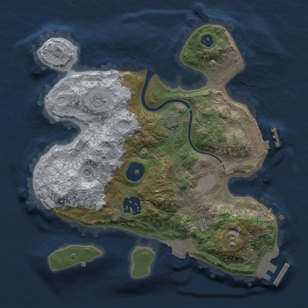Rust Map: Procedural Map, Size: 2500, Seed: 1253082815, 7 Monuments