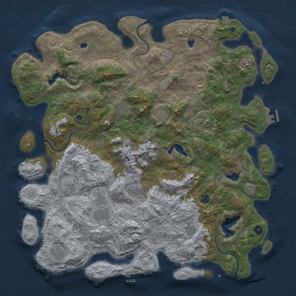 Rust Map: Procedural Map, Size: 5000, Seed: 920314856, 17 Monuments