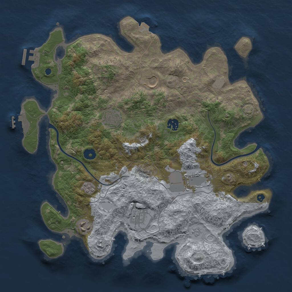Rust Map: Procedural Map, Size: 3700, Seed: 1139139941, 13 Monuments