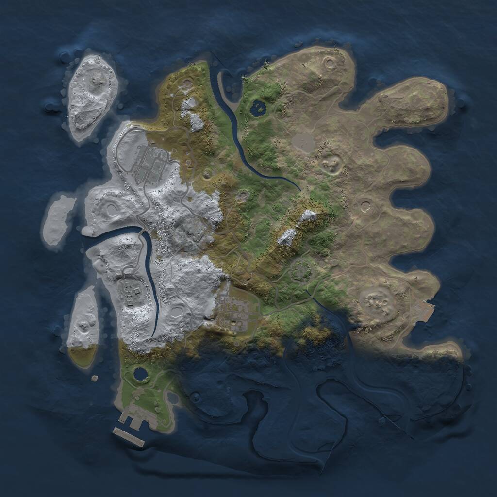Rust Map: Procedural Map, Size: 3000, Seed: 410921321, 7 Monuments