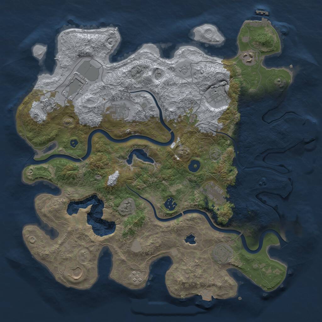 Rust Map: Procedural Map, Size: 4000, Seed: 72623681, 16 Monuments