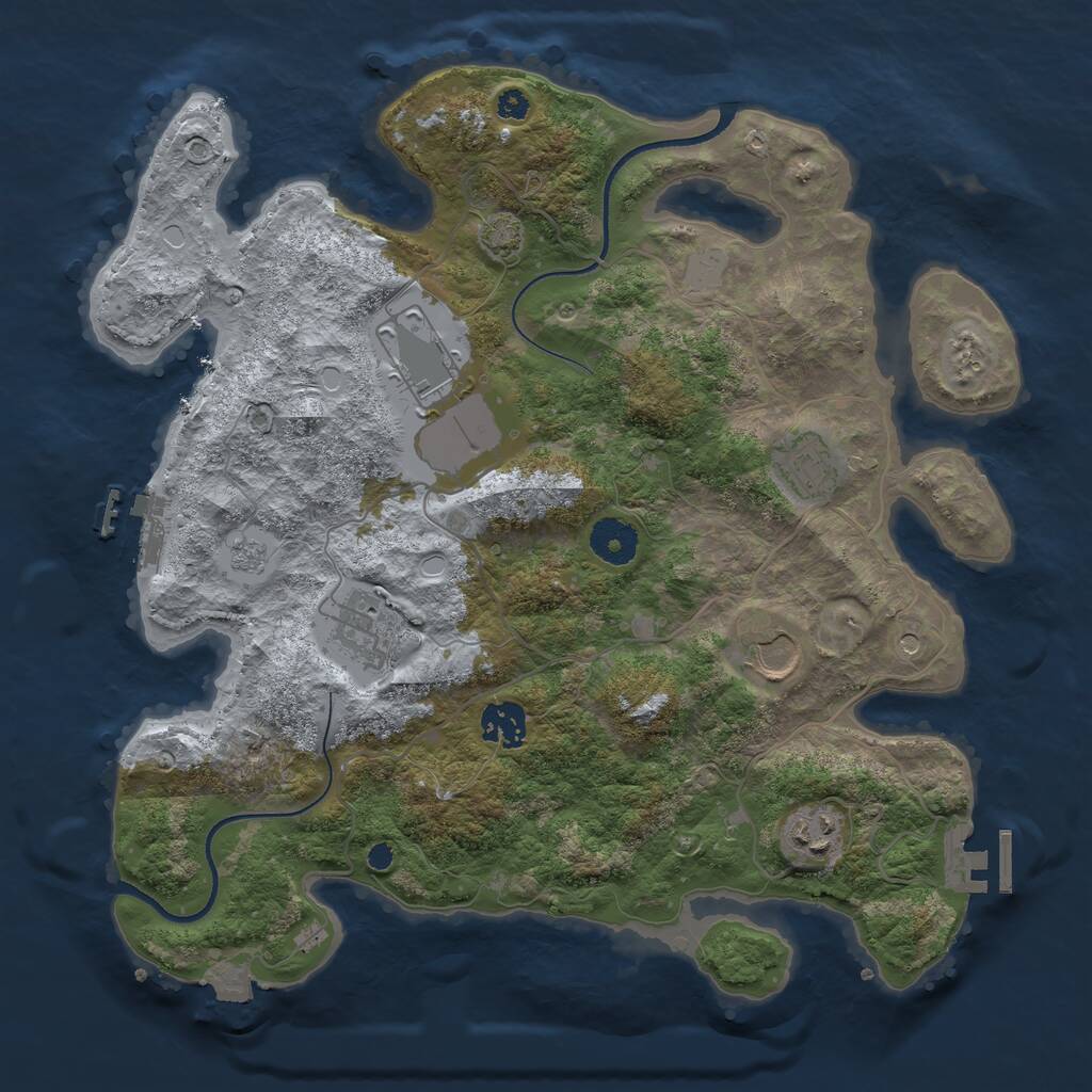 Rust Map: Procedural Map, Size: 3500, Seed: 1876129255, 12 Monuments