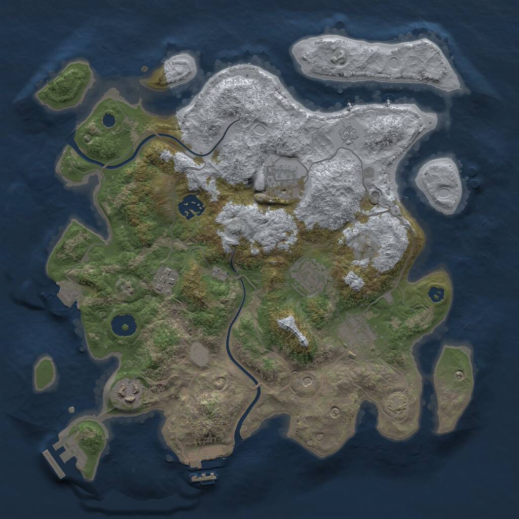 Rust Map: Procedural Map, Size: 3250, Seed: 1093850781, 12 Monuments