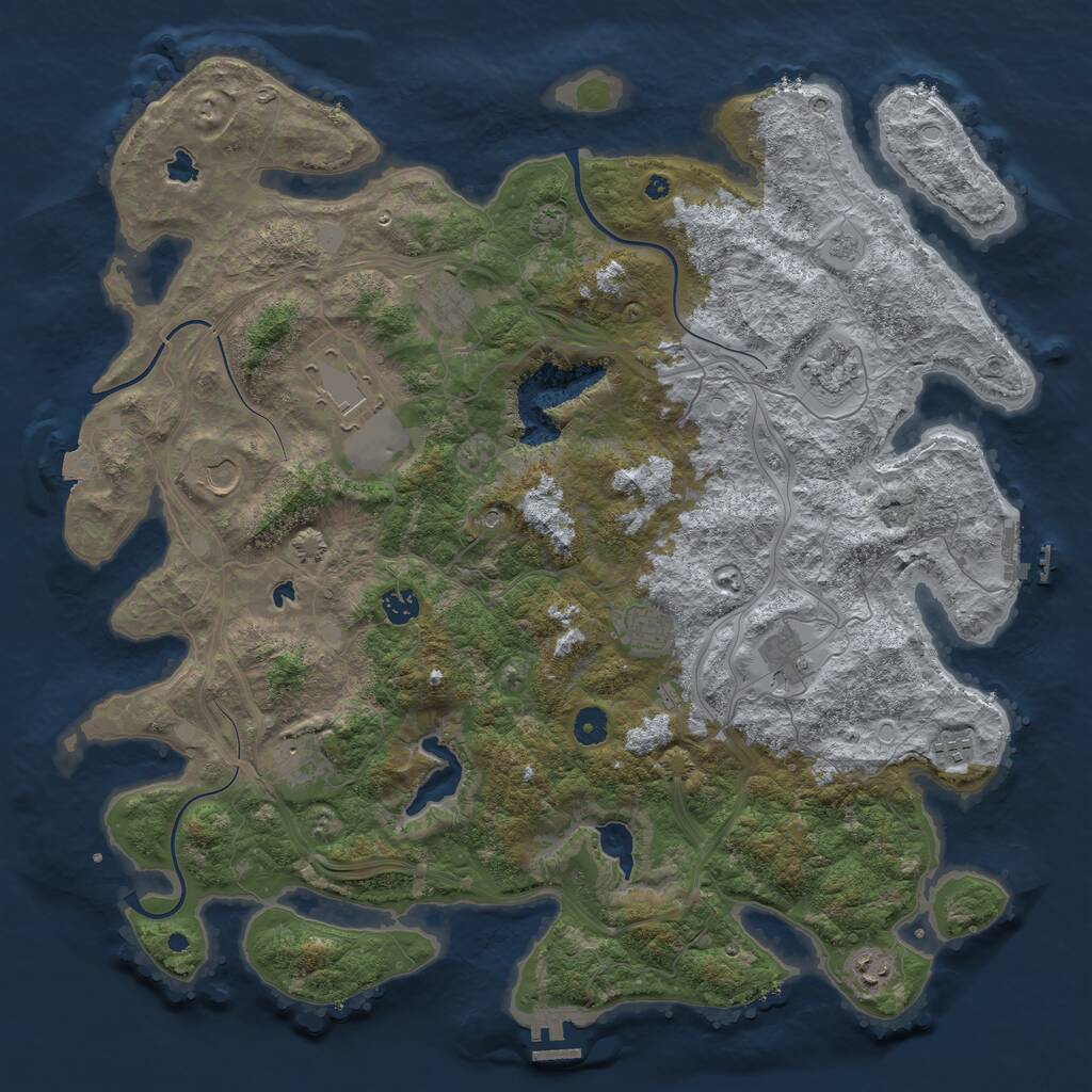 Rust Map: Procedural Map, Size: 4500, Seed: 6843268, 16 Monuments