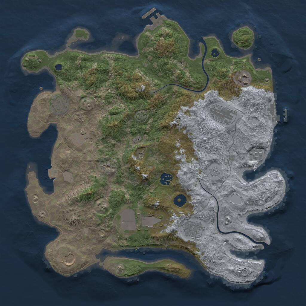 Rust Map: Procedural Map, Size: 3750, Seed: 1725894002, 15 Monuments